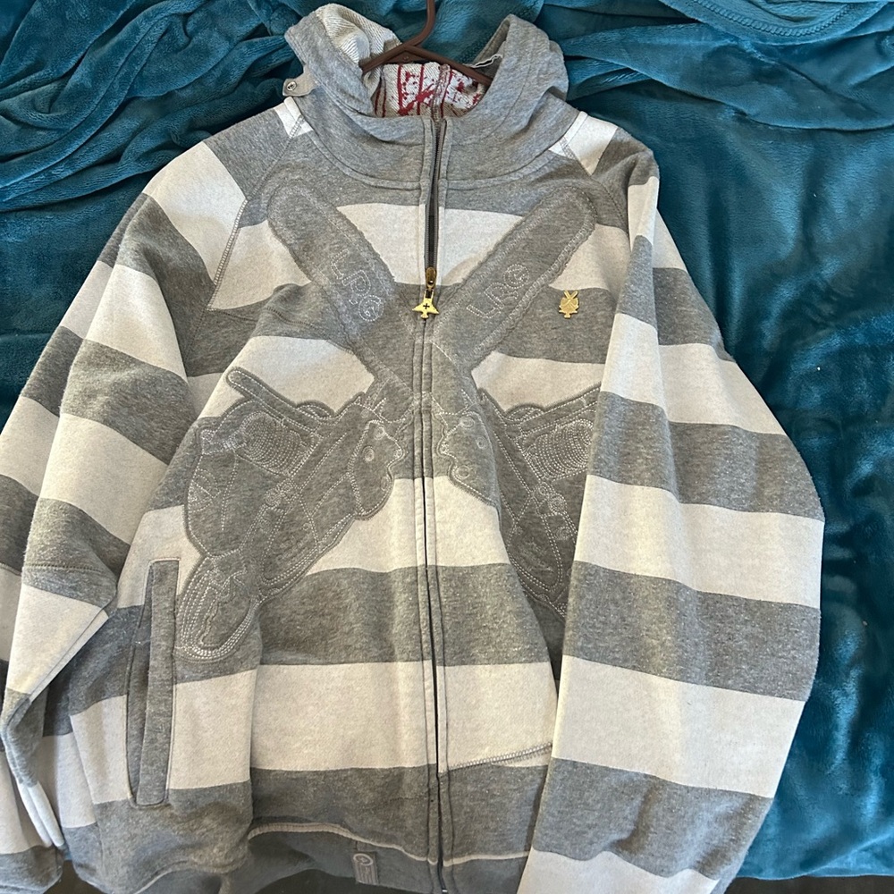 Lrg gray blood hoodie